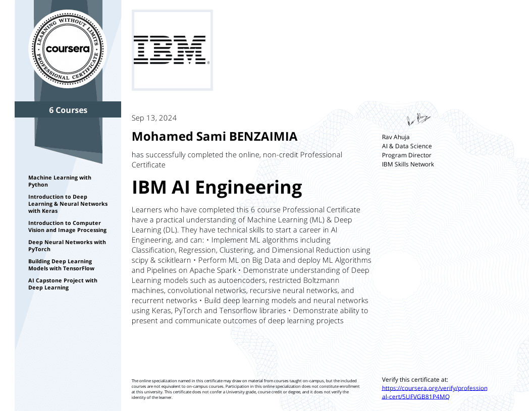 IBM AI Engineering Certificate
